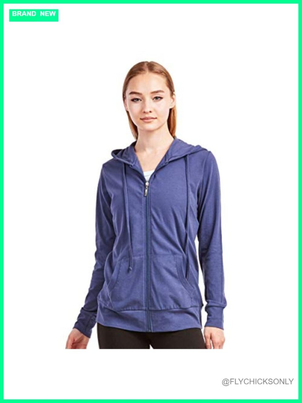 Thin Cotton Zip Up Hoodie Jacket Full Zip Pockets Lightweight